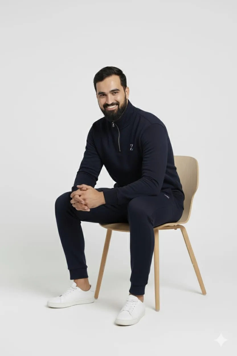 Quarter Zipper In Navy Colour