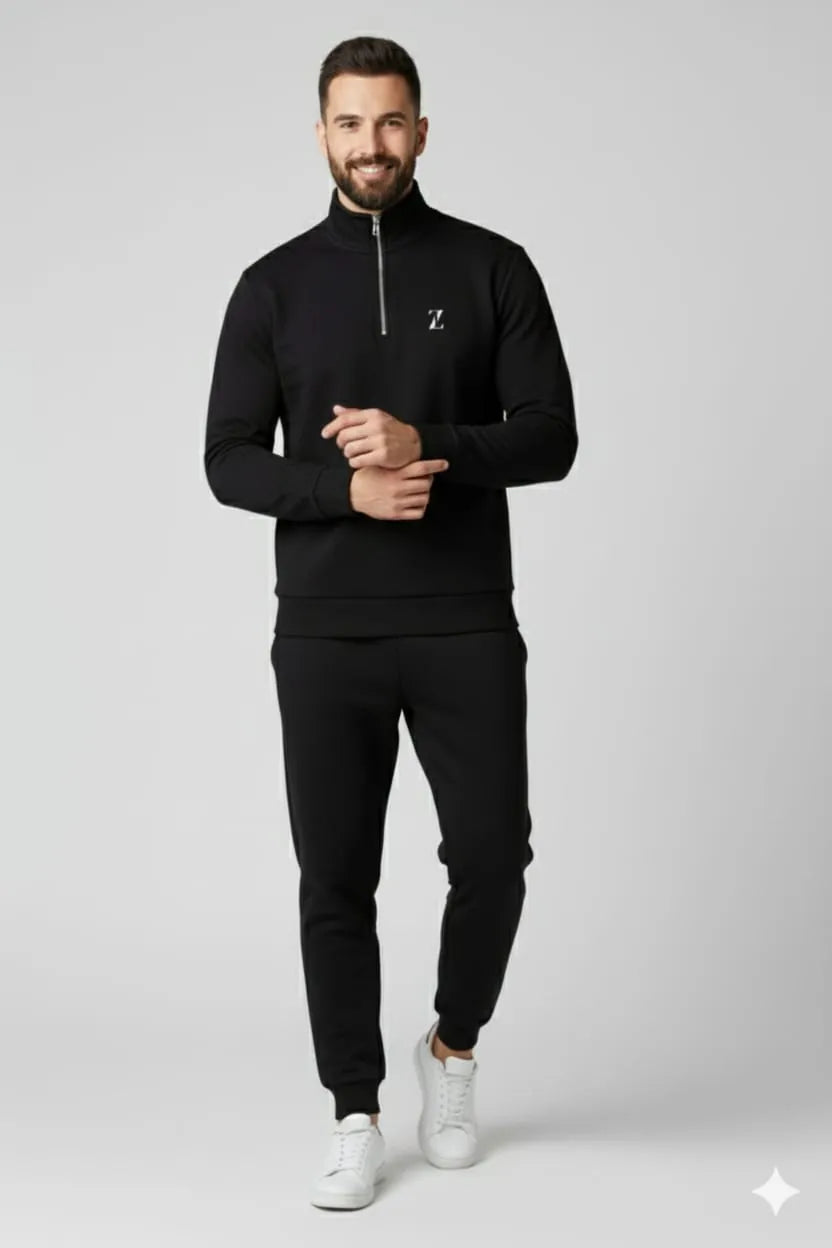 Quarter Zipper In Black Colour