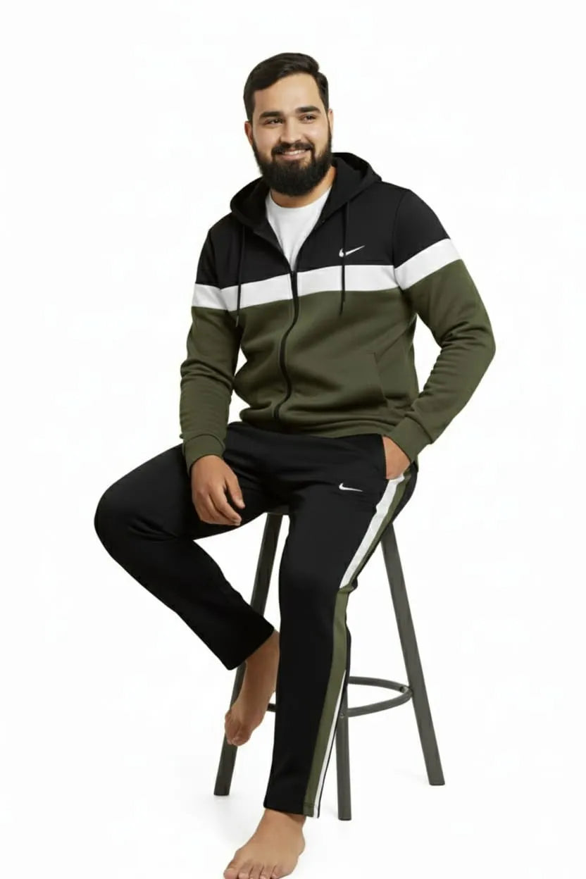 Mehroon white block Hoody & Trouser