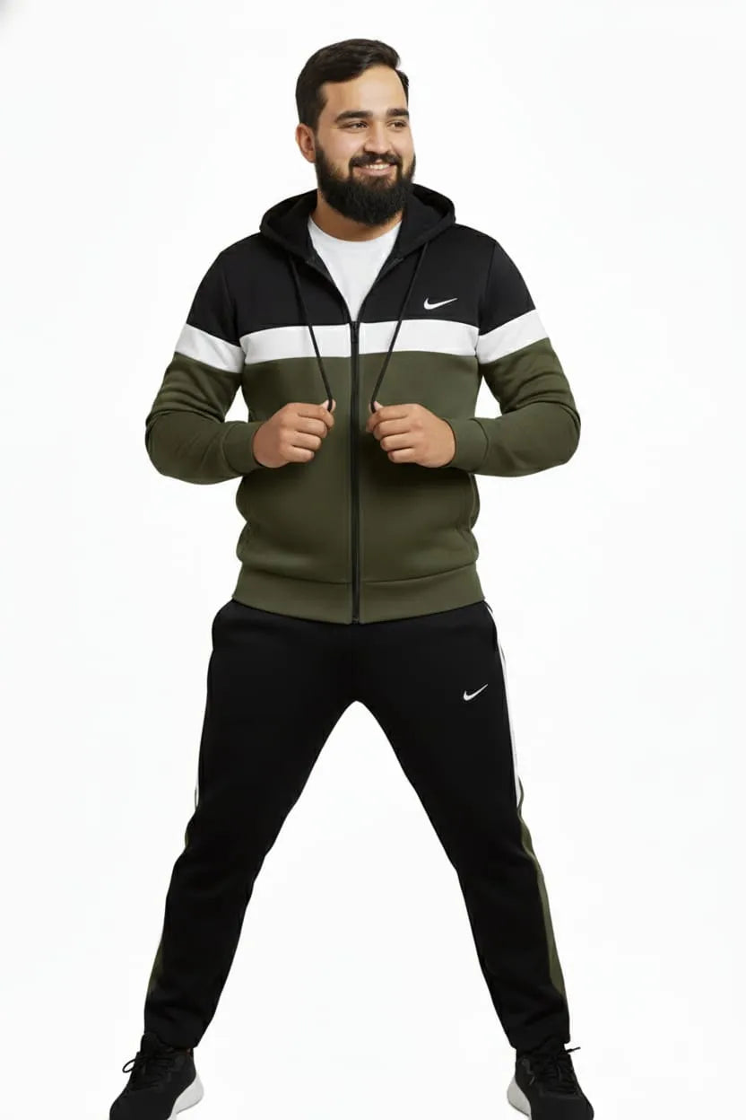 Mehroon white block Hoody & Trouser