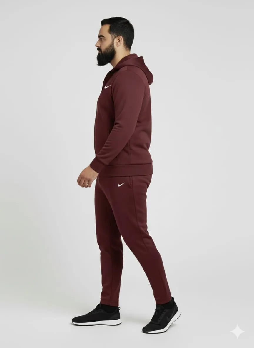 Maroon colour solid hoodie