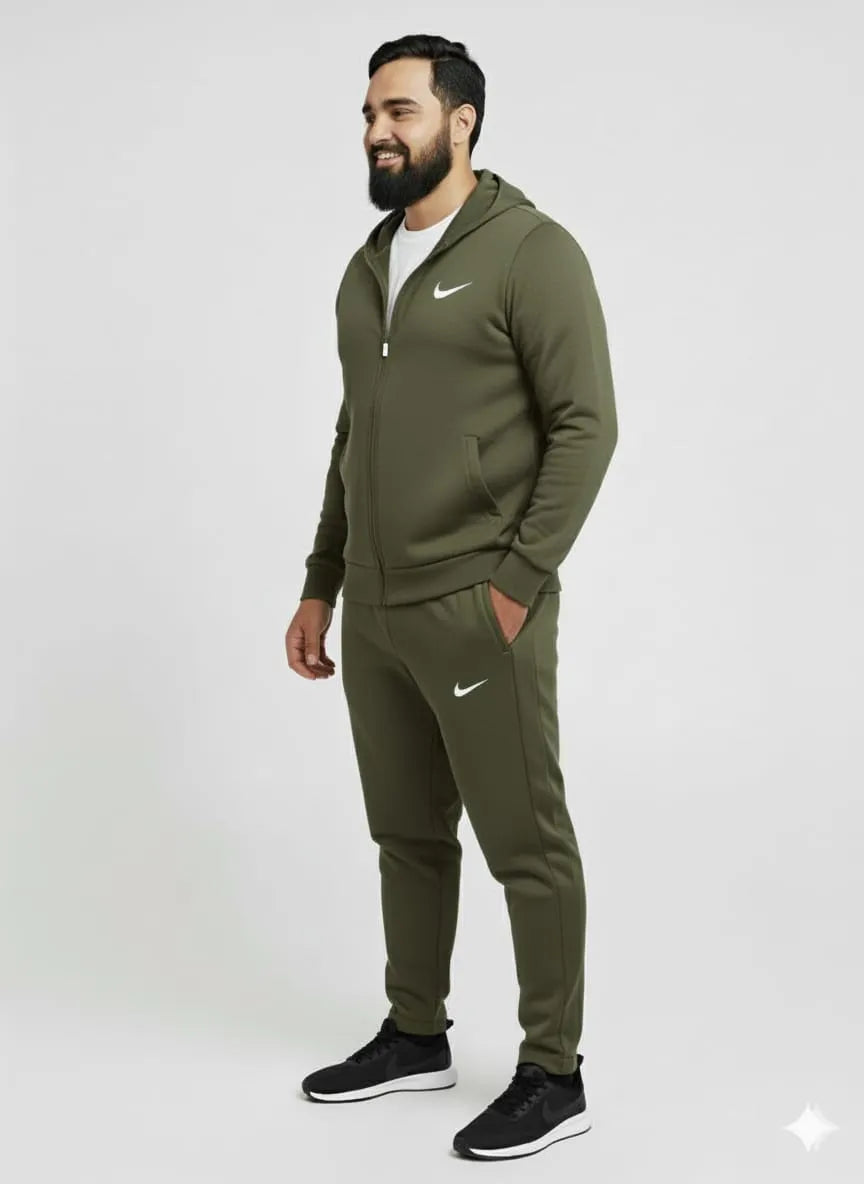 olive green colour solid hoodie