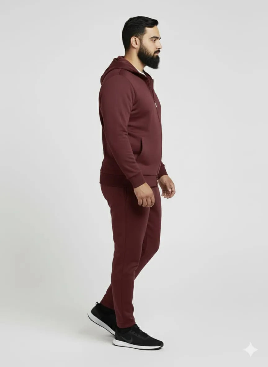 Maroon colour solid hoodie