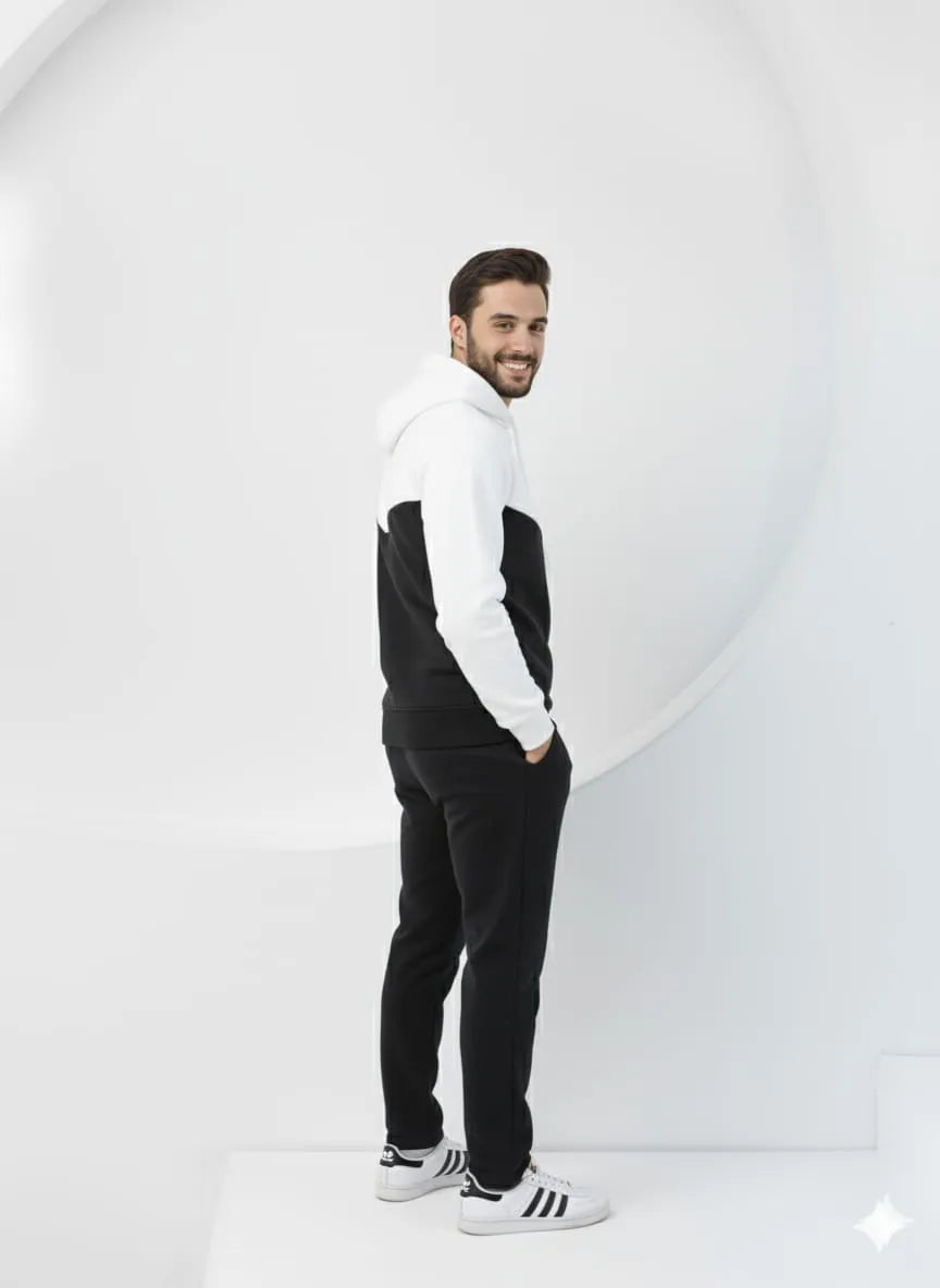 White Edge Oversized ZipUp Upper - Premium Cotton Micro Fleece