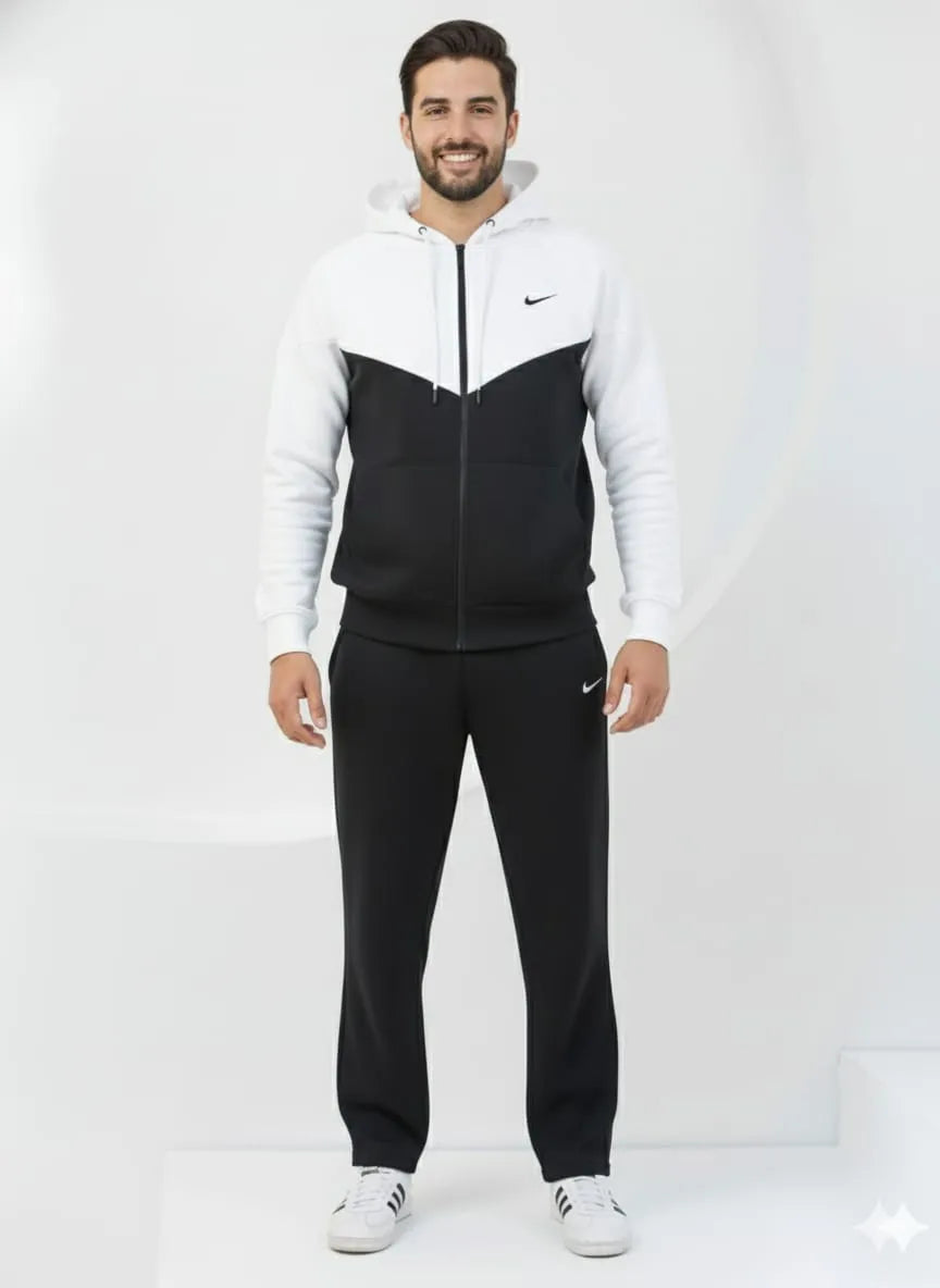 White Edge Oversized ZipUp Upper - Premium Cotton Micro Fleece