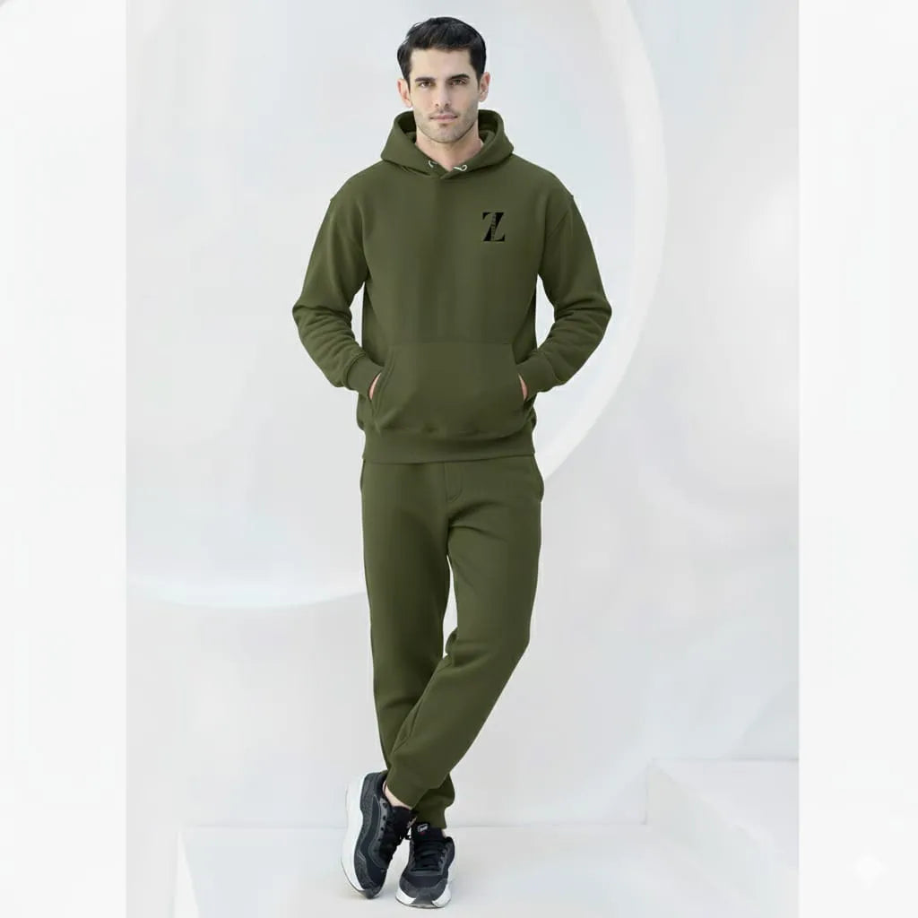 Men's Fleece Olive Green Micro Tracksuit