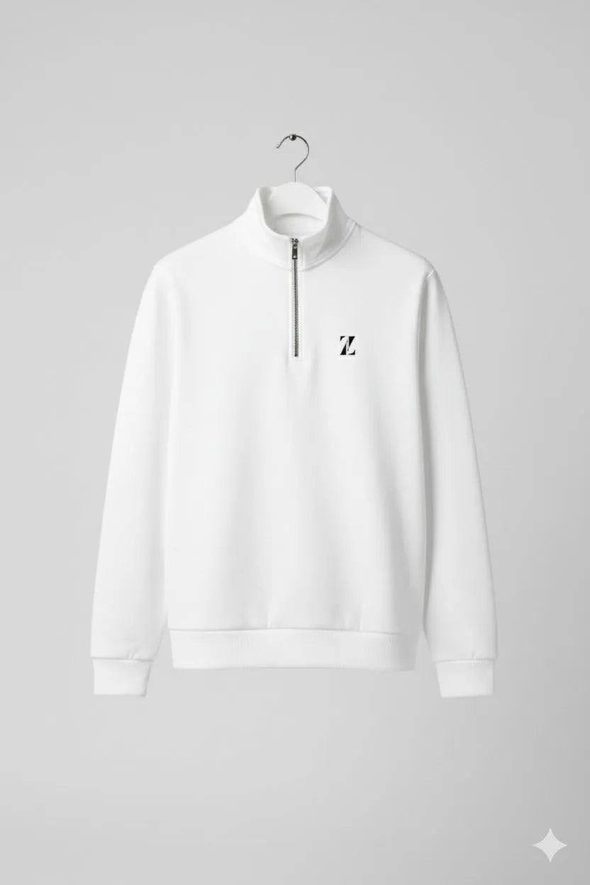 Premium White 1/4 Zip Sweatshirt