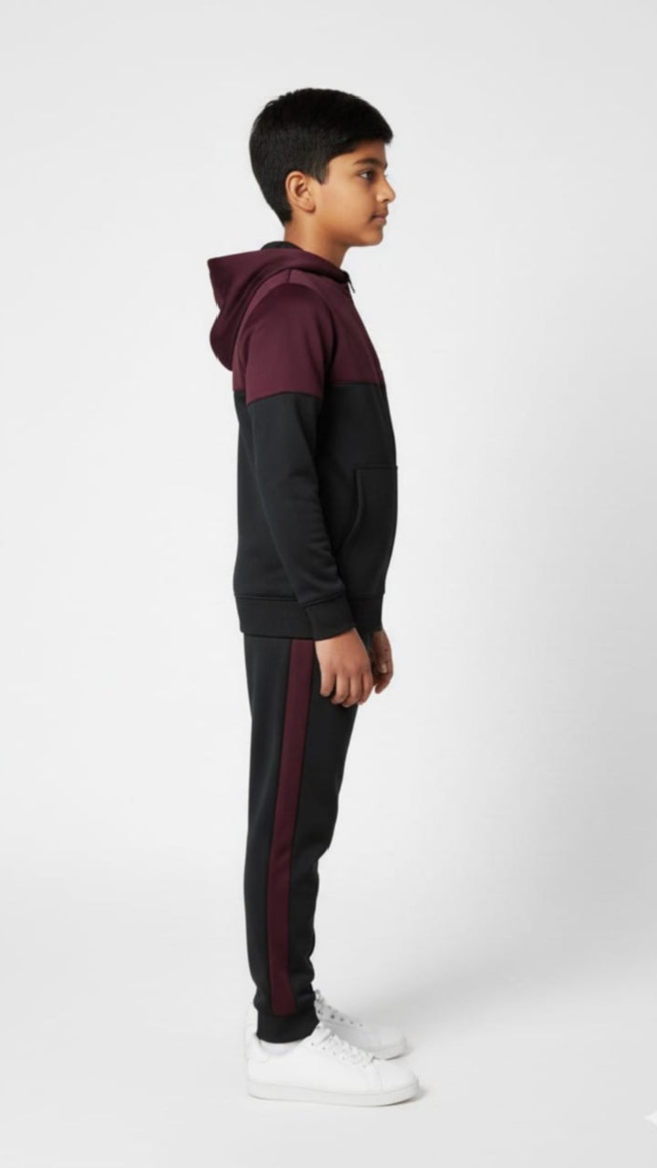 Black & Maroon Combo design kids Winter Collection premium Tracksuit