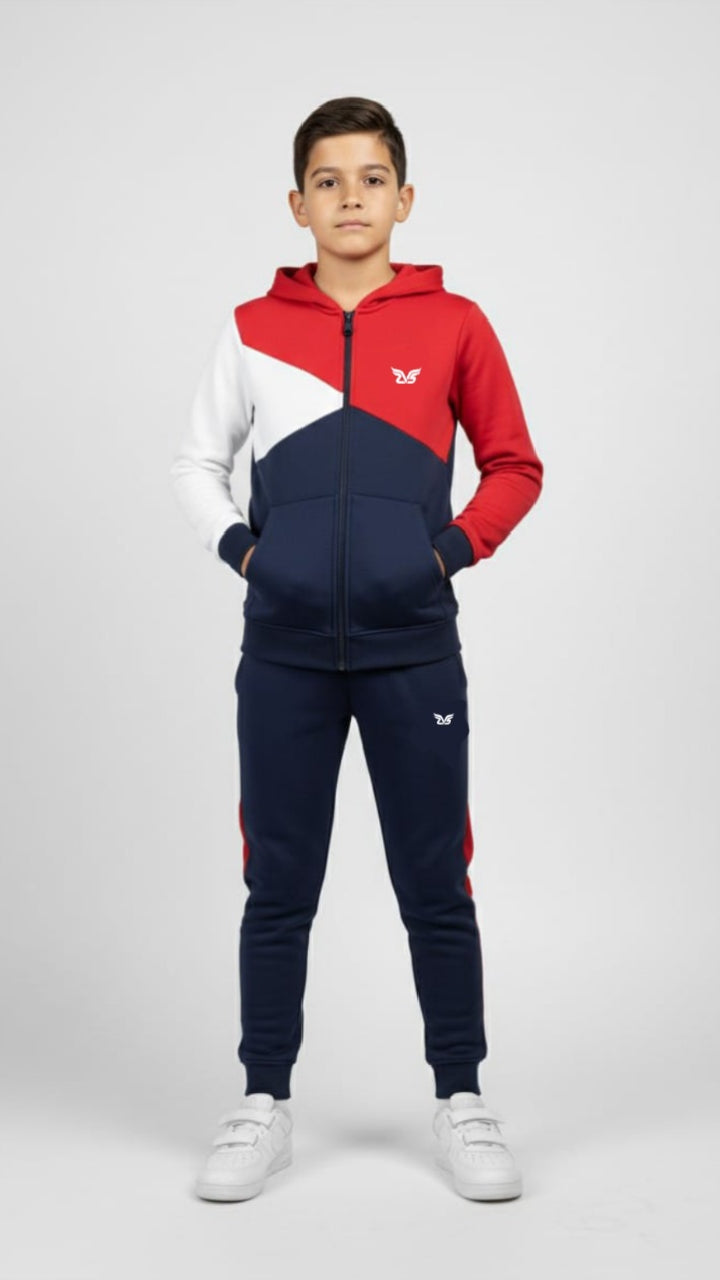 Red, White & Navy Combo design kids Winter Collection premium Tracksuit